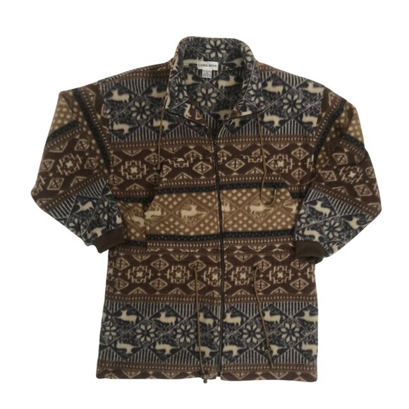 Womens Vintage 90s Brown Aztec Fleece Bohemian Western Zip-Up Jacket / Small - Picture 6 of 7
